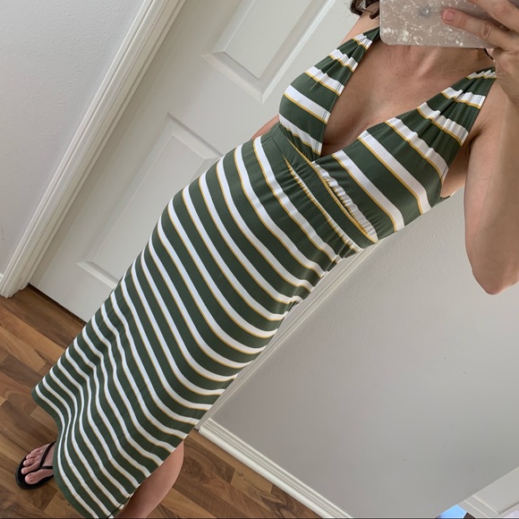 SOLD 🚫 Greece Green, Yellow, White Striped Maxi - Picture 5 of 7